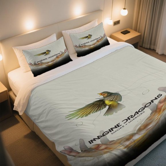Imagine Dragons Smoke + Mirrors Album Art Duvet Cover Set Vintage Print Zipper Design for Easy Washing
