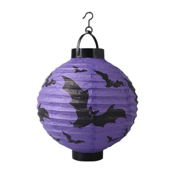 1pc Haunted House LED Lantern - Battery Operated Pumpkin Paper Lantern for Scary Halloween Decorations