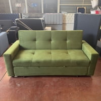 Camila Home - Sofá Cama Verde Musgo Supreme 3 Plazas Felpa Con Puffs Y Respaldo Reclinable