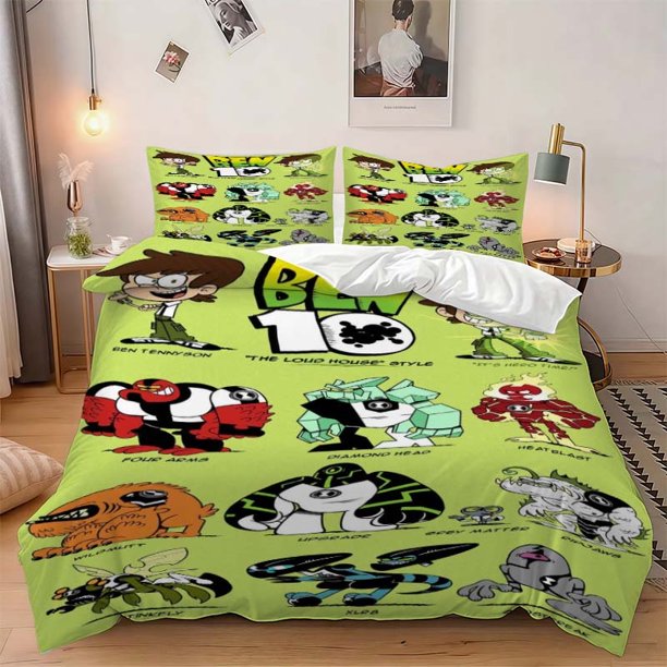 3pcs BEN10 Cartoon Style Redraw Pattern Three-Piece Set Soft And Comfortable bedding Available in All Seasons