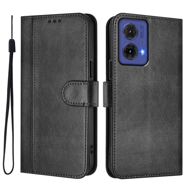 Funda Cartera para Motorola Moto G85 Protección 360° con Ranuras para Tarjetas y Soporte Negro