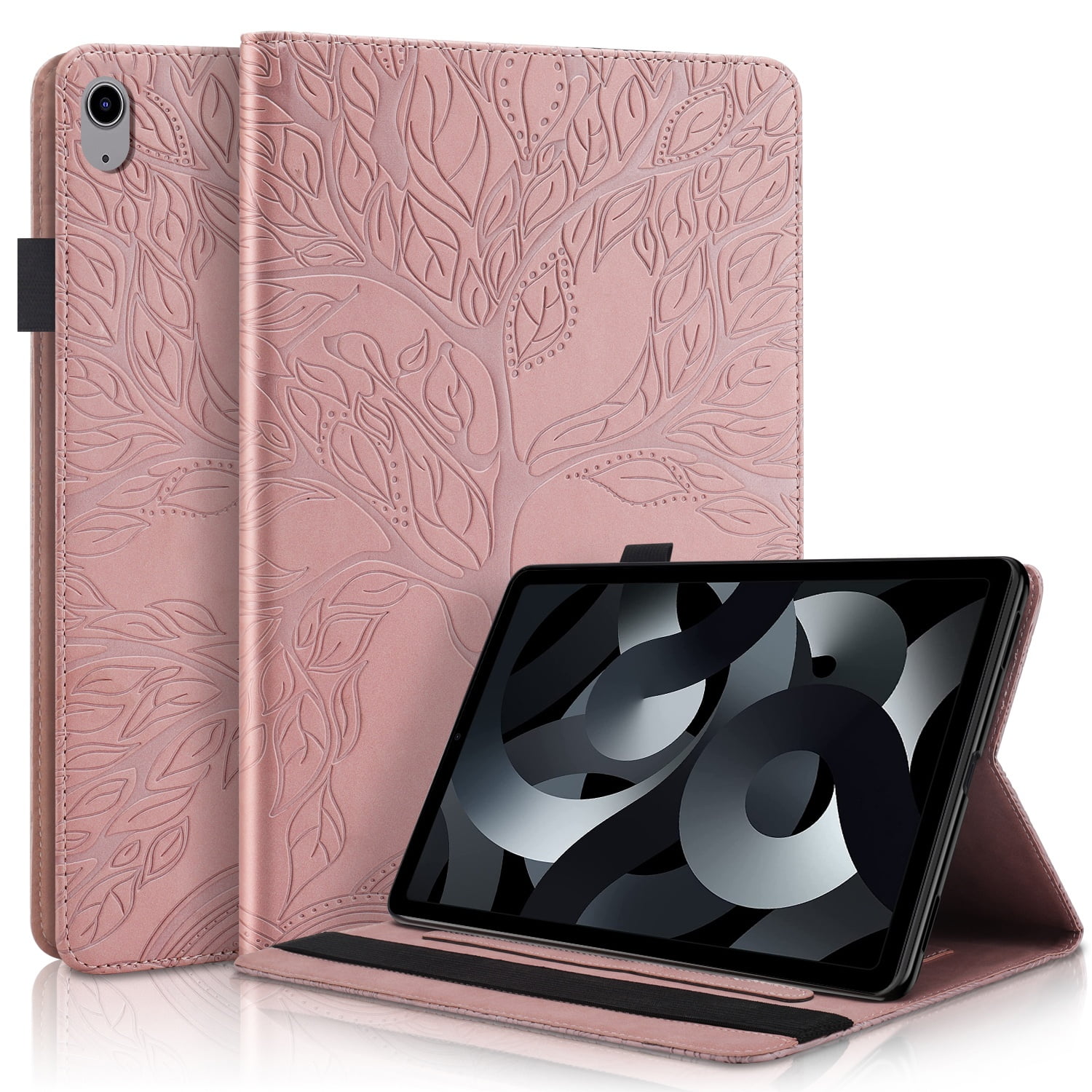Foxdock - Funda Con Relieve Del Árbol De La Vida Para Tablet Ipad 10 2022 Con Soporte, Ranuras Para Tarjetas Y Soporte Para Lápiz Óptico. Oro