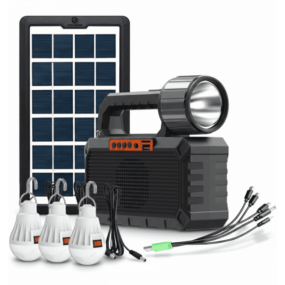 Kit Emergencia Linterna Led 3 Ampolletas + Powerbank Y Radio
