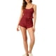 thumbnail image 2 of INSPIRE CHIC Conjunto de Pijama de Punto para Mujer Regreso a Clases Camiseta de Tirantes Finos y Pantalones Cortos con Decoración de Lazo para Primavera Verano XS Rojo, 2 of 6