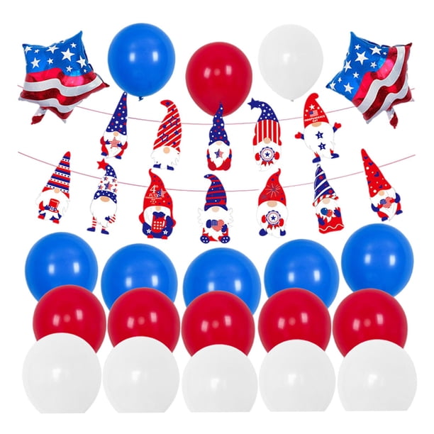 22 Piezas Decoraciones Patrióticas Estrellas Globos De Papel De Aluminio Bandera Americana Suministros Para Fiestas C Pancarta Enana