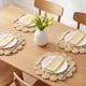 thumbnail image 2 of Juego de manteles individuales de granja, juego de 4 manteles redondos para decoración de mesa de comedor, interior y exterior, lavables, mantel de cocina, limpiar con paño, caqui, 15x15 pulgadas, 2 of 5