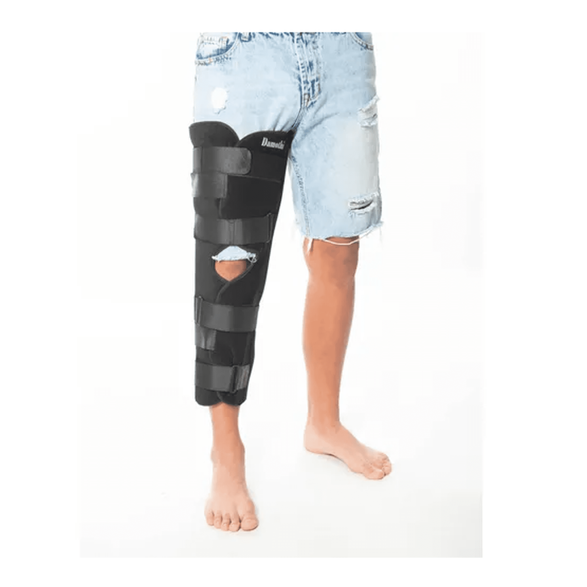 Genérico - Inmovilizador De Rodilla Bilateral Ajustable Damothi Negro Talla Xl