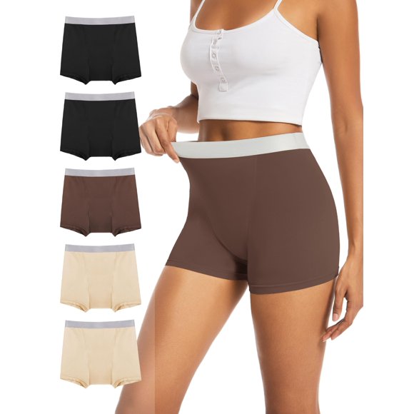 Ropa interior menstrual TIICHOO bragas estilo boyshort, pack de 5, talla M