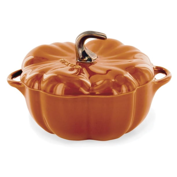 Plato de cerámica con forma de calabaza STAUB de 0,5 L, apto para horno y estufa, color naranja quemado