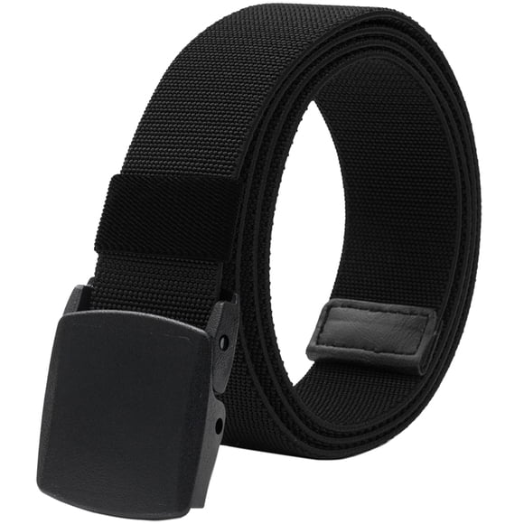 Cinturones elásticos para hombre con hebilla de plástico sin metal para trabajo y deportes, 130cm, Negro