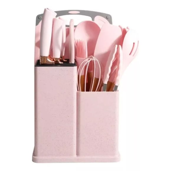 Pack de Utensilios de Cocina de Silicona Rosado