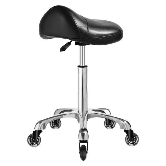 Taburete Ergonómico de Silla de Montura YEEZEE con Cojín de Cuero Grueso Negro