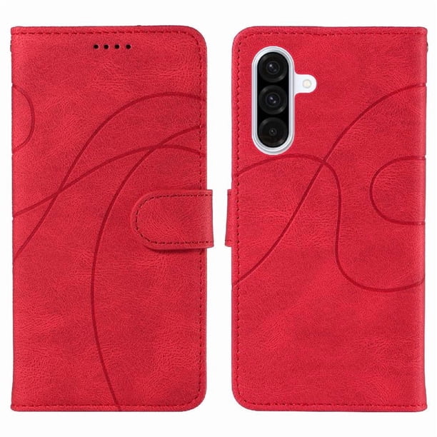 Funda tipo cartera con tapa para Samsung Galaxy A36 5G con tarjetero, soporte y cubierta magnética Rojo