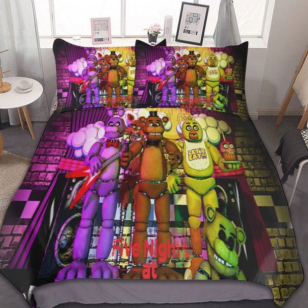 Five Nights At Freddy Girl Duvet Cover Set Soft Comfortable Bedding Sets 3 Pieces Ultra Soft Skin-Friendly Comforter Cover Set