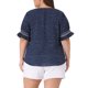 thumbnail image 5 of Agnes Orinda Blusas de Tallas Grandes para Mujer con Puntos, Cuello en V, Volantes, Manga Corta, Primavera Verano, Estilo Bohemio, Talla 1X, Azul Marino, 5 of 8