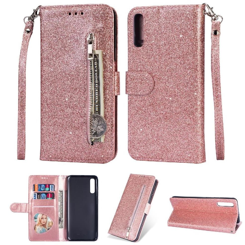 Funda Para Foxdock Elegante Funda Samsung Galaxy A70 Glitter Con Cremallera-ideal Para El Uso Diario