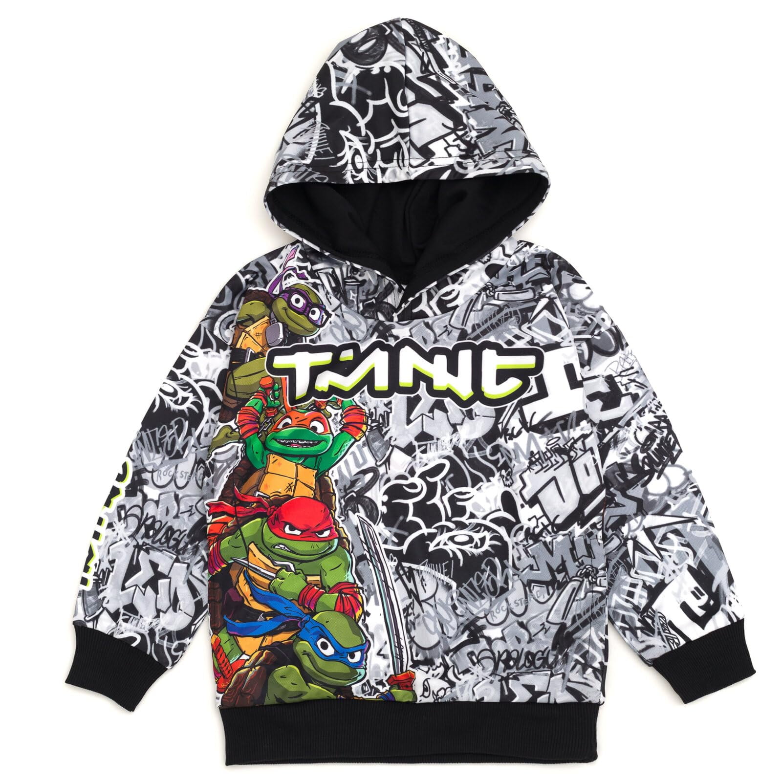 Sudadera Con Capucha Teenage Mutant Ninja Turtles Para Niños Pequeños, Negro/blanco/gris