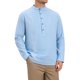 thumbnail image 1 of INSPIRE CHIC Camisa de Lino para Hombre con Patrón Henley de Manga Larga para la Playa S Azul, 1 of 5