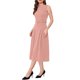 thumbnail image 4 of Vestido de Mujer INSPIRE CHIC Sin Mangas Cuello Redondo Cintura Alta Línea A Vestidos de Oficina Talla S Rosa Rubor, 4 of 6