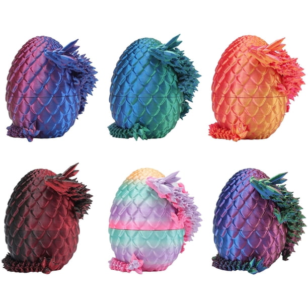 Huevos de dragón impresos en 3D con juguetes de Pascua con interior de dragón, 6 unidades