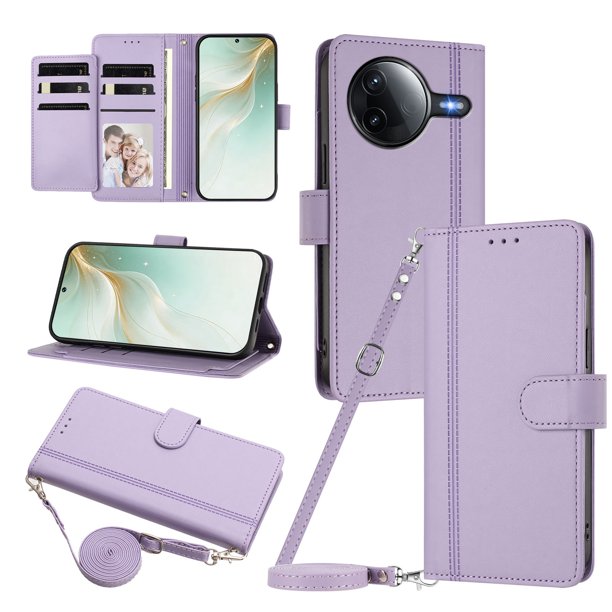 Funda Tipo Libro para Xiaomi POCO F7 Pro, Tapa con Imán, Morado Claro