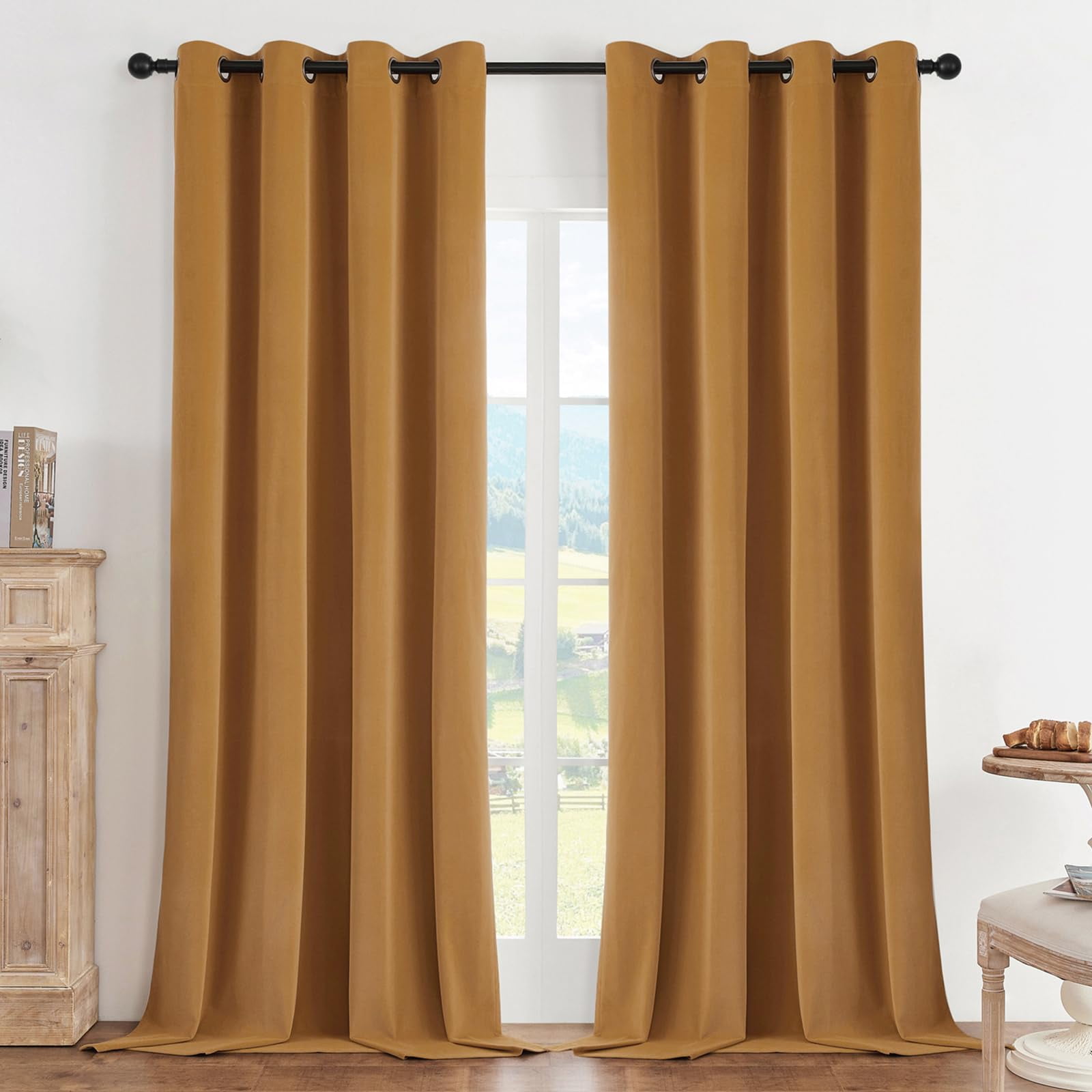 Cortinas Térmicas Opacas De Terciopelo Joydeco 132x274 Cm 2 Paneles