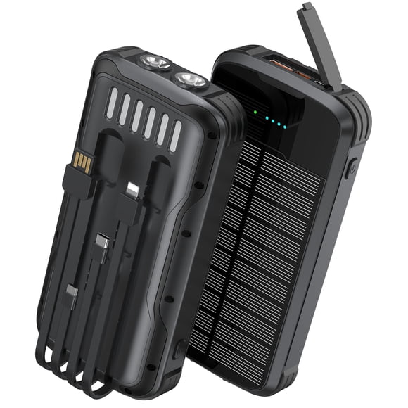 Batería externa SOXONO, 4000 mAh, solar, carga rápida, 20 W, color negro