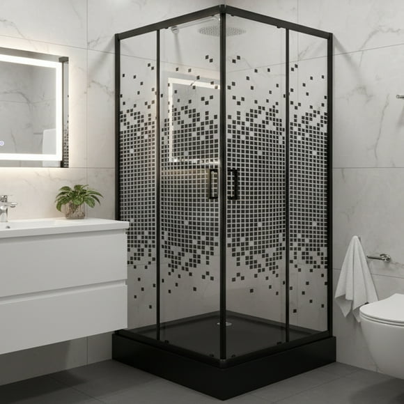 SHOWER DOOR JOYTEK RECTO MOSAIC BLACK 90X90199 CM (INCLUYE RECEPTÁCULO)
