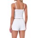thumbnail image 3 of INSPIRE CHIC Conjunto de Pijama para Mujer de Punto Acanalado Cami Sin Mangas con Cuello Cuadrado y Pantalones Cortos con Abertura Ropa de Dormir Conjuntos de Salón L Blanco, 3 of 6