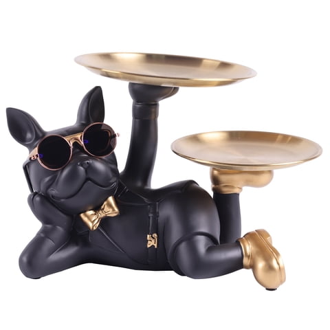 Tropika - Decoración Llavero De Perro Bulldog Francés Con Bandeja