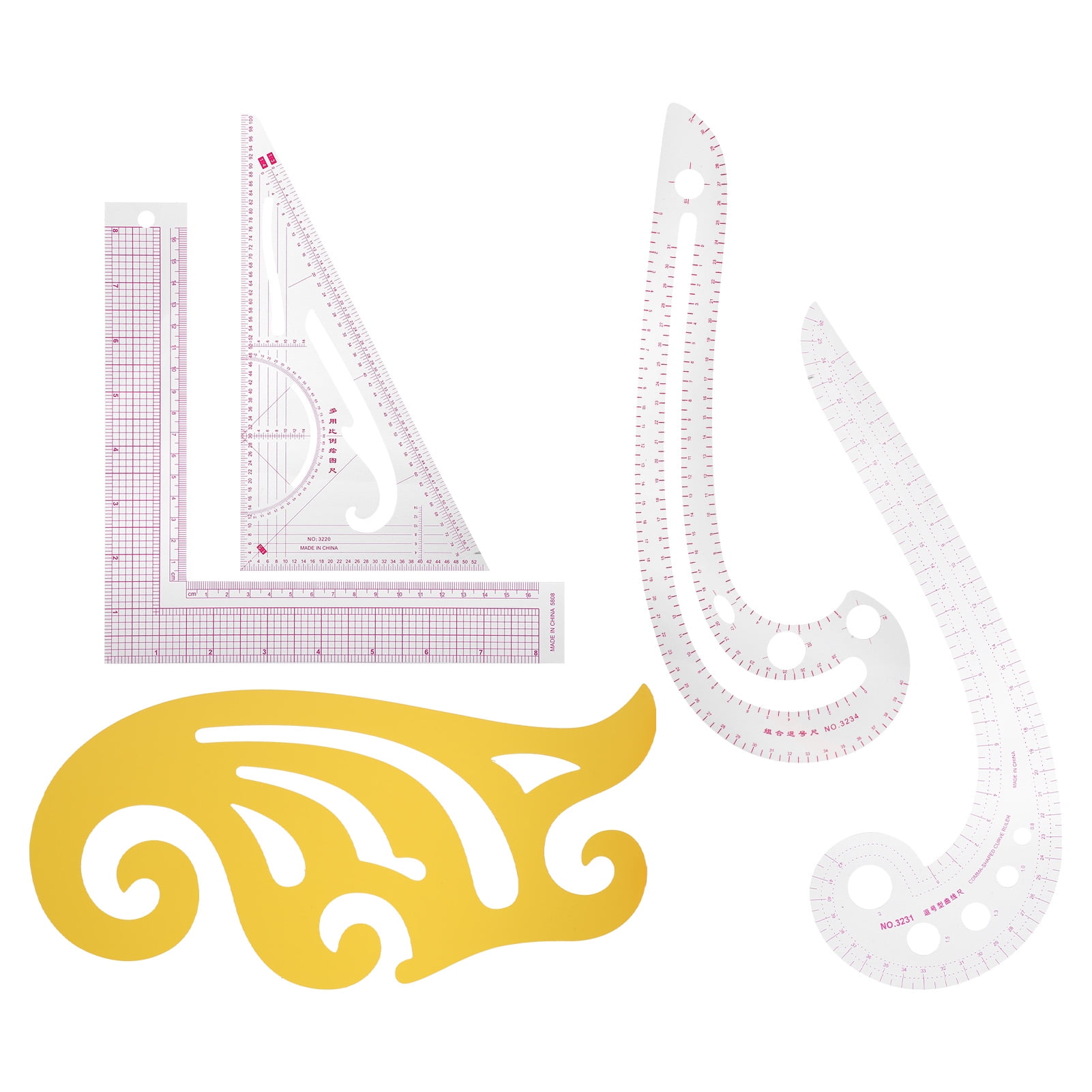 Regla Curva Multifunción De Plástico, 5 Unidades, Para Costura, Clasificación, Prueba De Ropa