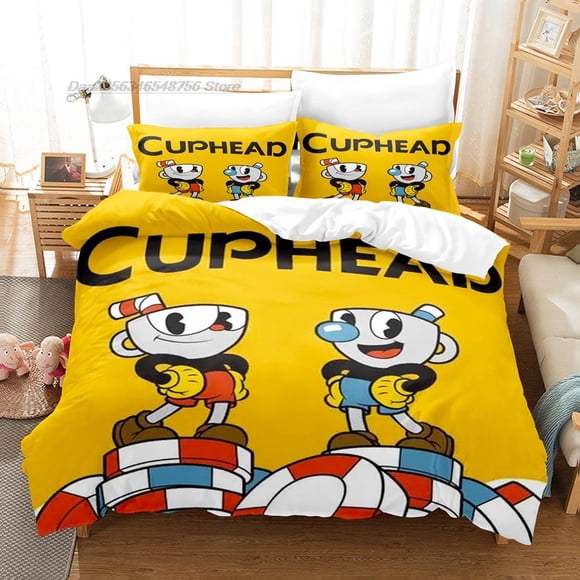The Cuphead Show Bedding Set Single Twin Full Queen King Size Bed Set Aldult Kid Bedroom Duvetcover Sets GameBed Sheets
