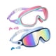 thumbnail image 3 of 2 gafas de natación para niños, gafas de piscina, ajuste ancho y cómodo, sin fugas, con tapón para los oídos, gafas de natación para niños, máscara. Rosa y azul, 3 of 5