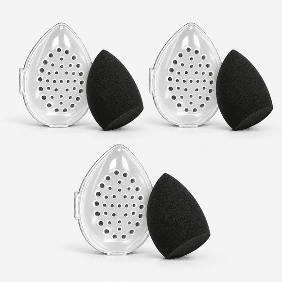 Pack x3 Esponja de Maquillaje con Carcasa Respirable sin Látex Negra Magic Makeup