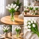 thumbnail image 4 of Ramos De 9 Tulipanes Flores Artificiales Decoración Hogar blanco Talla Única, 4 of 4