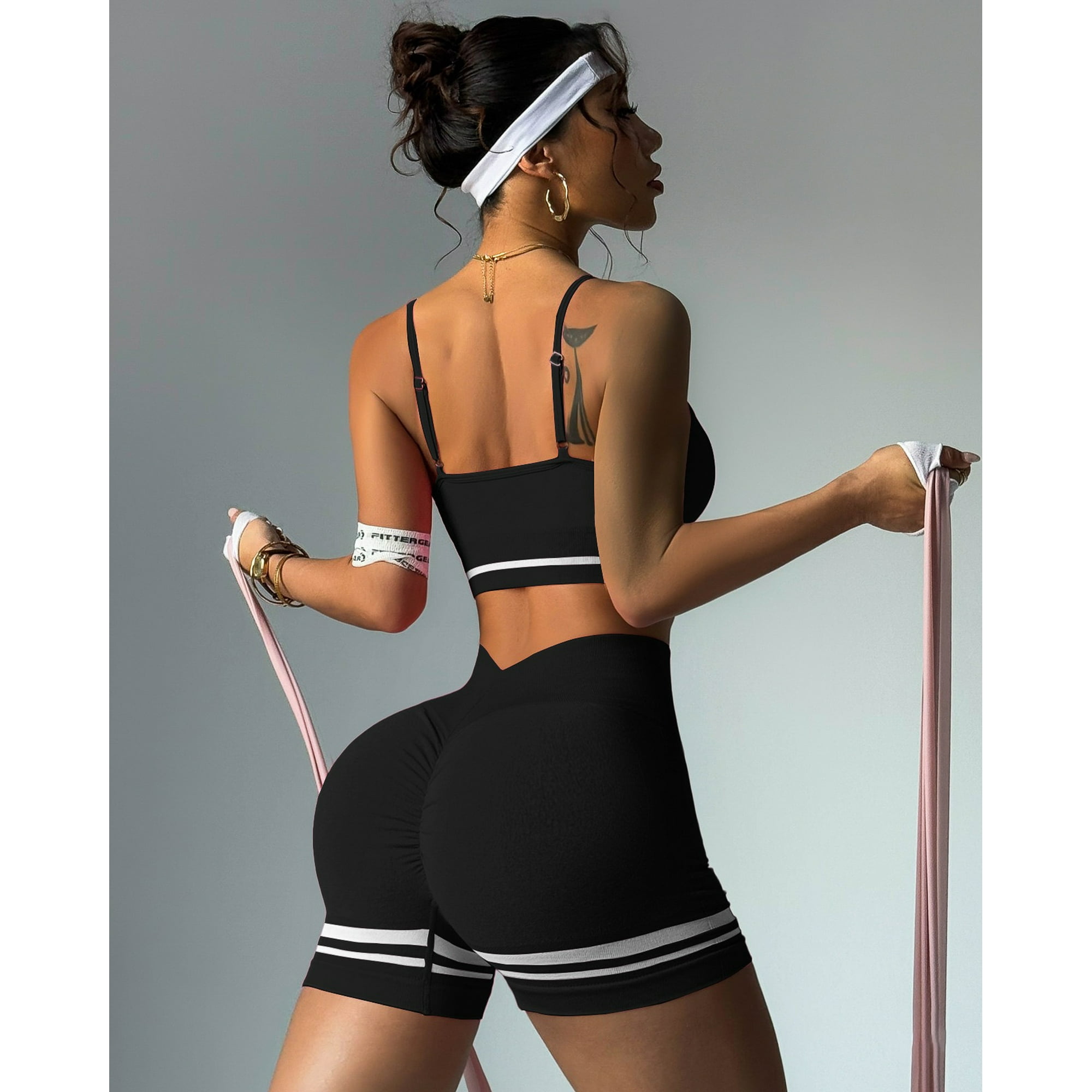 Flix Spa - Conjunto Fitness Mujer Short Push Up Corte V Y Peto Top