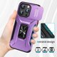 thumbnail image 3 of Funda Armada para iPhone 15 Pro con Tapa Deslizante y Soporte Magnético Giratorio Morado, 3 of 5