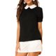 thumbnail image 4 of INSPIRE CHIC Blusa Vintage de Mujer para Regreso a Clases con Cuello Peter Pan en Contraste y Mangas Cortas Abullonadas L Negro, 4 of 7