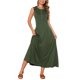 thumbnail image 2 of INSPIRE CHIC Vestidos sin mangas para mujer con botones, ajuste acampanado, línea A, fluido, casual, vestidos largos, atuendos de verano XL verde militar, 2 of 6