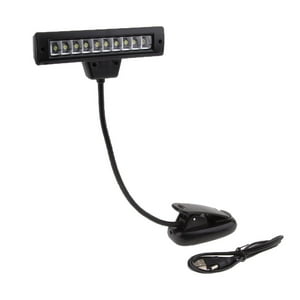 Genérico - Music Stand Light Clip Table Lámpara Cuello Lectura Luz Negro