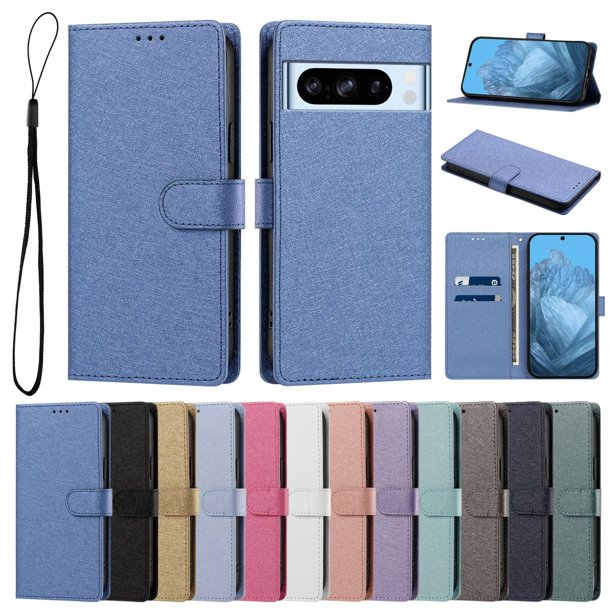 Funda Cartera de PU para Google Pixel 8 Pro con Tarjetas, Azul