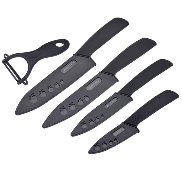 Set de cuchillos Wolf War de 4 piezas + pelador de cerámica