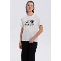 Fashionspark - Polera Mujer Print Con Aplicación Crudo