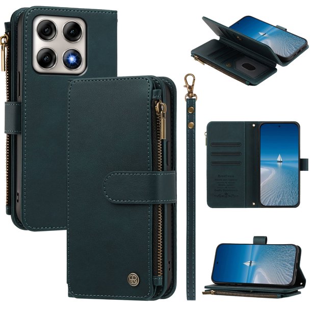 Cartera para Motorola Edge 70 Pro con Ranuras para Tarjetas, Verde