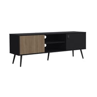 Fmfurniture - Rack Tv 65"" 2 Puertas Fm-022N Negro Y Café Claro