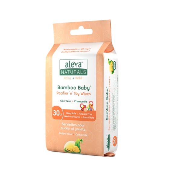 Toallitas para chupete y juguetes de bebé Aleva Naturals Bamboo, 30 unidades