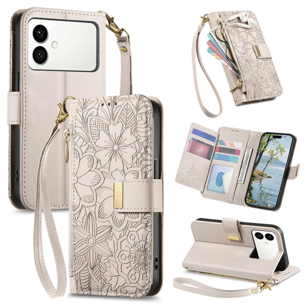 Funda FOXDOCK cartera de piel sintética para FOXDOCK Samsung Galaxy S26 Edge – Resistente a golpes, RFID – Blanco