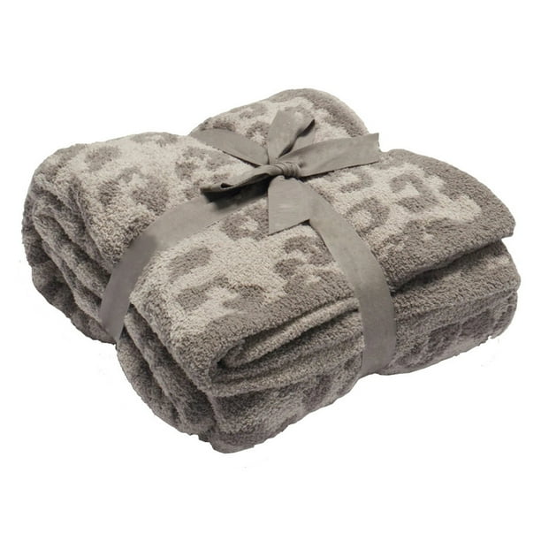 Manta de lana de medio terciopelo Manta de punto con estampado de leopardo para niños Manta de punto con forro polar Manta descalza con estampado de leopardo Manta de ensueño