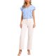 thumbnail image 2 of INSPIRE CHIC Blusa con Volantes para Mujer de Manga Corta con Cuello en V y Botones Casual Talla L Azul Claro, 2 of 6