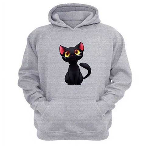Genérico - Polerón Canguro Gatito Gris Claro Talla M Unisex
